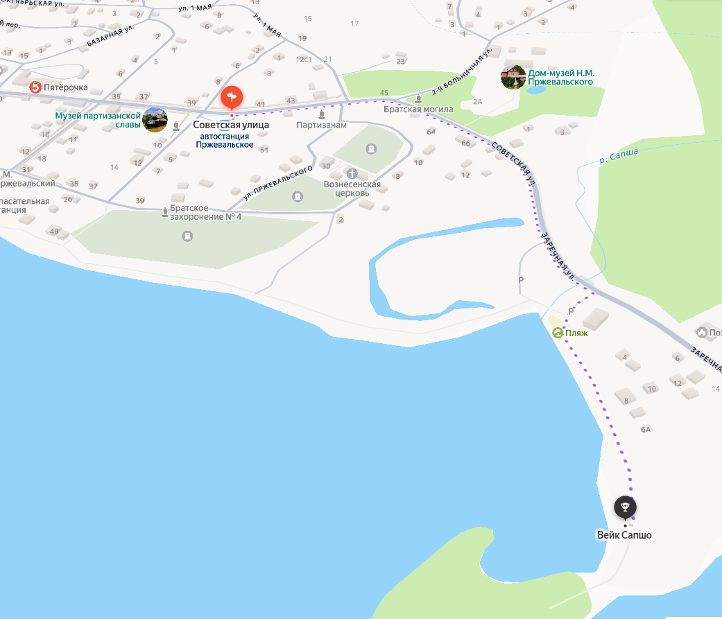 Карта проезда к озеру Сапшо